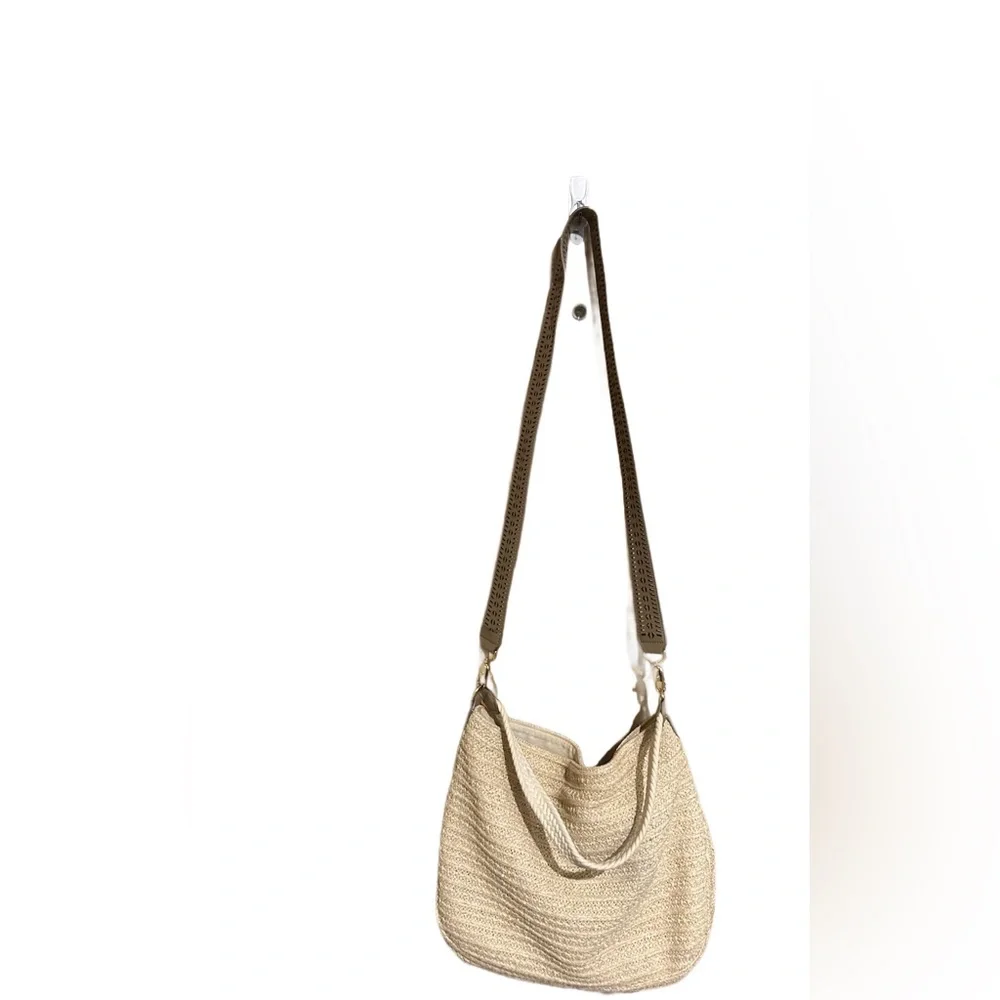 Stella And Dot Ellie Hobo Bag Retired Metallic/Straw Crossbody 2 Way Strap - Picture 10 of 12